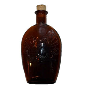 VINTAGE DECEMBER 1971 FIRST NATIONAL BANK SEASON'S GREETINGS AMBER GLASS BOTTLE